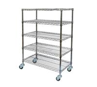 Heavy Duty 5Tier Metal Wire Shelving Unit on WheelsAdjustable Storage Rack for Garage Pantry and Organizing SuppliesMaximize Space and Enhance Efficiency