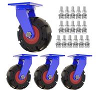 Heavy Duty 6" 8" 10" 12" Industrial Swivel Caster Wheel Set Of 4 Solid Rubber Wheel With Swiveling Top Plate And Dual Locking Brakes 2000 Pounds Capacity Per Casters
