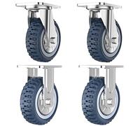 Heavy Duty 6" Castor Wheels4 Pack OffRoad Swivel Casters with Brake Industrial Transport Trolley Replacement Wheels Durable and Versatile Caster Set