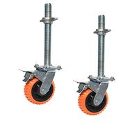 Heavy Duty 6 Inch Polyurethane Swivel Casters with Brakes, 800kg Load Capacity, Set of 2 Durable Replacement Wheels for Mobile Scaffolding