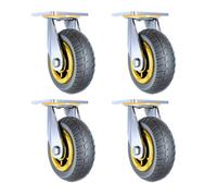 Heavy-Duty 6-Inch Rubber Swivel Casters Set of 4-360° Rotating Silent Shock Absorbing Wheels for Industrial Carts Furniture & Heavy Equipment - Galvanized Steel Construction