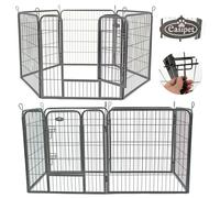 Easipet Heavy Duty Metal Pet Playpen 6 Panel Dog Run Enclosure with Door, Medium Size 80 cm High