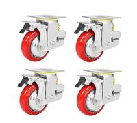Heavy Duty 6" Spring Shock Absorbing Swivel Casters Set of 4 Durable Polyurethane Wheels with Brakes for Industrial Use Ideal for Warehouse and Logistics Applications
