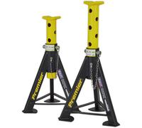 PAIR 6 Tonne Heavy Duty Axle Stands - 369mm to 571mm Adjustable Height - Yellow