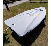 Heavy Duty 600D ILCA Laser Boat Top Cover, PU Coated Waterproof Breathable Marine Grade Polyester Canvas with Tightening Strap Fits ILCA Laser Competition Boat
