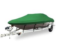 Heavy Duty 600D Oxford Boat Cover Waterproof & UV Resistant Fits V-Hull & Fishing Ski Boats 14-16FT Trailerable Outdoor Protection Dusoof Green
