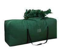 Heavy Duty 600D Oxford Waterproof Xmas Tree Sack - Green with Handles, Dual Zippered Card Slot, Decoration Organiser for Holiday, 135x40x50cm
