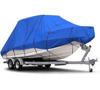 Heavy Duty 600D Waterproof V-Shape Boat Cover for 12-14FT V-Boats - Marine Grade Fabric Trailerable UV Resistant Available in Blue and Grey