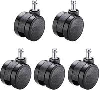 Heavy Duty 60mm PU Swivel Caster Wheels - Office Chair Replacement Castors with 11mm x 24mm Stem, Floor Protection, Smooth Movement & Enhanced Durability