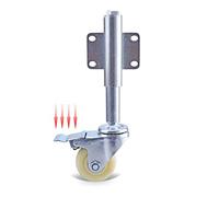Heavy-Duty 60mm Spring-Loaded Gate Casters with Nylon Wheels, Double Bearings, 100kg Load Capacity, Retractable Design & Brakes - Ideal for Gates & Furniture Mobility.