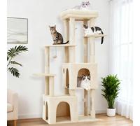 Heavy-Duty 61" Multi-Level Cat Tree Tower for Large Indoor Cats & Maine Coons - Extra-Large Perch, 2 Spacious Condos, Sturdy Sisal Scratching Posts, Play Toys, Stable Modern Activity Center