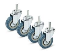 Heavy Duty 65MM Locking Swivel Caster Wheels - No Noise, No Floor Marks, Threaded Stem M10/M12 - Perfect for DIY Workbench & Furniture Mobility - Pack of 4