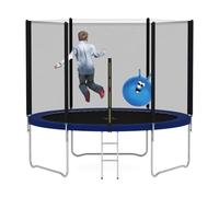 Heavy Duty 6FT 8FT 10FT 12FT 14FT Outdoor Trampoline with Enclosure Net for Kids Spring Cover Ladder FREE Space Hopper (8ft)