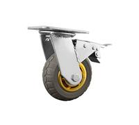 Heavy Duty 6in Swivel Rubber Caster Wheels with Brake - Industrial Furniture Casters, Silent Double Bearing, High Load Tread, Perfect for Workbench & Trolley Replacement
