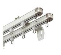 Heavy-Duty 7.5ft Aluminum Sliding Room Divider - Silent Ceiling & Wall Mount Modern White K Rail System for Space Separation Privacy and Stylish Interior Design