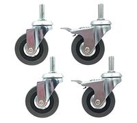 Heavy Duty 7.6cm Swivel Casters with 75mm Threaded Stem 120kg Load Capacity 30mm Height Set of 4 with Brake Universal Fit for Fur and Carts