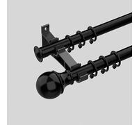 Heavy Duty 7.8ft Roman Curtain Rod Double Wall Mounted Track System Aluminum Sliding Rail with Silent Rollers Ideal for Living Room & Bedroom Room Divider (Black)