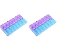 Heavy Duty 7 Day Pill Box Vitamin Medicine Tablet Dispenser Organiser Weekly Storage Case for PM AM (Pill Box Rectangle 7 Days Am/Pm) (Pack of 2)