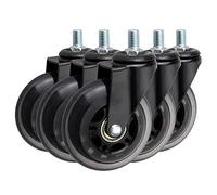 Heavy Duty 75mm Castor Wheels5pcs Quiet Swivel Furniture Casters for Office Chairs M10/M12 Threaded Stem Universal with Brake Durable and Versatile