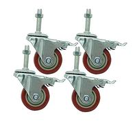 Heavy Duty 75mm Industrial Casters Set of 4 - Locking Swivel Casters with M16 Threaded Stem for Workbenches Carts Cabinets - Anti-Wear PU Wheels