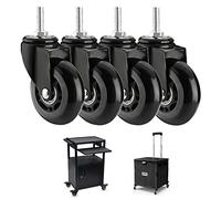 Heavy Duty 75mm Silent Swivel Casters with Brake - 200kg Load Capacity, 4-Pack Replacement Wheels for Furniture Trolley, Fits M8/M10 Bolt Size, Smooth Rolling Action