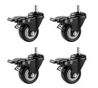 Heavy-Duty 75mm Swivel C Wheels with Brake PU Silent Rollers Load Capacity 300kg for Trolleys Furniture Cribs Tables and Shelves (M10/12 * 30)