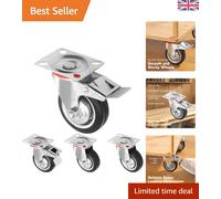 Heavy Duty 75mm Swivel Castors Set of 4 - Lockable, Durable & Versatile Wheels