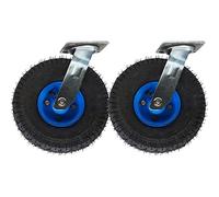 Heavy Duty 8" & 10" Castor Wheels, Silent Shock-Absorbing Pneumatic Rubber Replacement Casters, Ideal for Furniture Trolley, Workbench & Garage Use - 2 Pack