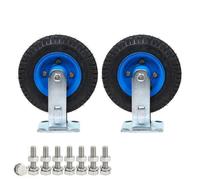 Heavy Duty 8" & 10" Rubber Caster Wheels Set - Durable Pneumatic Casters With Swivel Plate And Side Brakes For Heavy-Duty Applications(Fixed,Ø 250mm/10in)
