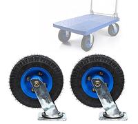 Heavy Duty 8" & 10" Swivel Caster Wheels Set Quiet Rubber Pneumatic Tires with Shock Absorption Replacement Casters with Double Bearings for Smooth Mobility