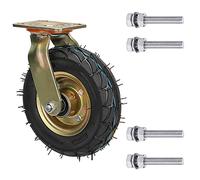 Heavy Duty 8 Inch Industrial Swivel Casters Pneumatic Wheels with Side Brakes Durable Rubber with Stainless Steel Bolts Fixed Caster for Easy Mobility and Stability