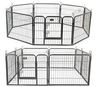 Heavy Duty 8-Panel Pet Playpen with Door - Small Foldable Metal Cage FED 74153