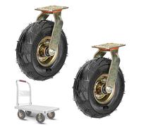 Heavy Duty 8" Pneumatic Rubber Caster Wheel Set of 2 440 lbs Capacity Fixed/Swivel with Brake Ideal for Industrial Use Durable Replacement Casters Ø 200mm