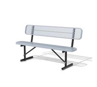 Heavy Duty 8FT Outdoor Park Bench with Backrest, Portable Steel Frame, Expanded Metal Mesh for Lawn, Garden, Patio, Deck, Porch - Black (Gray)