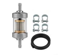 Heavy Duty 8mm Fuel Filter With Glass Casing For Motorcycle Atv Dirt Bike Classic Bikes 1/4 Inch Line Stainless Steel Mesh Inline Strainer