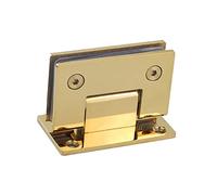 Heavy Duty 90 Degree Glass Door Cupboard Showcase Cabinet Clamp Glass Shower Doors Hinge Replacement Parts Wall-to-Glass (Titanium-Gold Chrome)