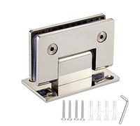 Heavy-Duty 90° Stainless Steel Bathroom Clip, Frameless Glass Door Hinge Shower Accessories, Fixed Glass Cabinet Display Cabinet (Mirror Shiny Silver)