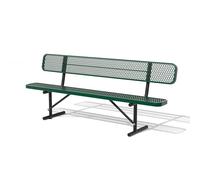 Heavy Duty 96" Steel Park Bench - Outdoor Metal Picnic Bench with Backrest for Garden, Yard, Patio, School, Shopping Mall & Church, Commercial Seating