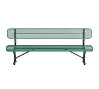 Heavy Duty 96IN Thermoplastic Coated Iron Park Bench - Commercial Grade Outdoor Seating for Malls, Lawn, Yard, Porch - Green Metal Garden Bench with Backrest
