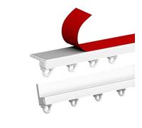 Heavy Duty Adhesive Curtain Track System Aluminium Rail with Silent Gliders for Room Divider Curtains White 4.6'/140 cm Ideal for Privacy and Space Management