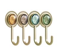 Heavy Duty Adhesive Hooks, 4Pcs Wall Mount Hangers Hanging Coat Hooks Decorative Towel for Kitchen Bathroom