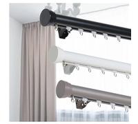 Heavy Duty Adjustable Aluminum Curtain Rail System - 300cm Curtain Poles with Fittings for Window Treatments & Room Dividers & Easy to Install