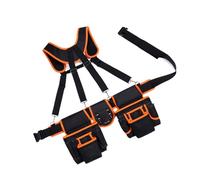 Heavy Duty Adjustable Carpenters Tool Belt with Multi Pockets Pouches and Reinforced Suspenders for Construction Work Canvas Tool Storage Belt