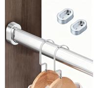 Heavy-Duty Adjustable Closet Shelf Pole Bracket Support - Customizable DIY Drying Rod Hardware Kit in Silver/Black/Gold 34in/86cm Commercial Wardrobe Bar Holder