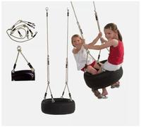 Heavy-Duty Adjustable Double Rope for Horizontal Tyre Swing Pendulum - Weather-Resistant Playground Rope Only - No Tyre Included
