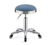 Heavy Duty Adjustable Height Rolling Stool with Wheels - 440 lb Load-Bearing PU Leather Swivel Workshop Chair for Salon Barbershop and Home Use - Blue