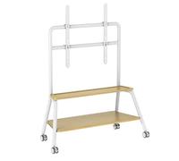 Heavy-Duty Adjustable Mobile TV Cart on Wheels for 50-90 Inch TVs, Stable Double-Layer Support, Ideal for Home & Office Use, Durable Steel Construction (White)