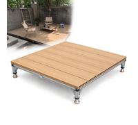 Heavy Duty Adjustable Modular Floating Deck Kit, Patio Decking 84x84cm | All-Weather WPC Composite Flooring with Aluminium Frame, Non-Slip Surface, for Patio, Backyard, Porch on Uneven Ground