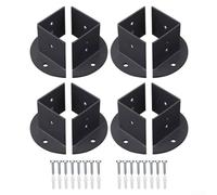 Heavy Duty Adjustable Post Base Brackets for 2x2 4x4 6x6 Inch Wood Posts, Carbon Steel Fence Pergola Deck Support Connectors with Screws, Black Finish for Concrete or Wood Floor Installation(8pcs)