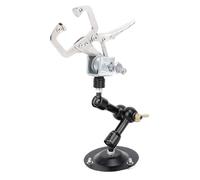 Heavy Duty Adjustable Soldering Third Hand Stand with Square Jaw Clamp Universal Auxiliary Holder for Electronics Repair and Circuit Board Work Alloy Base 75mm Diameter